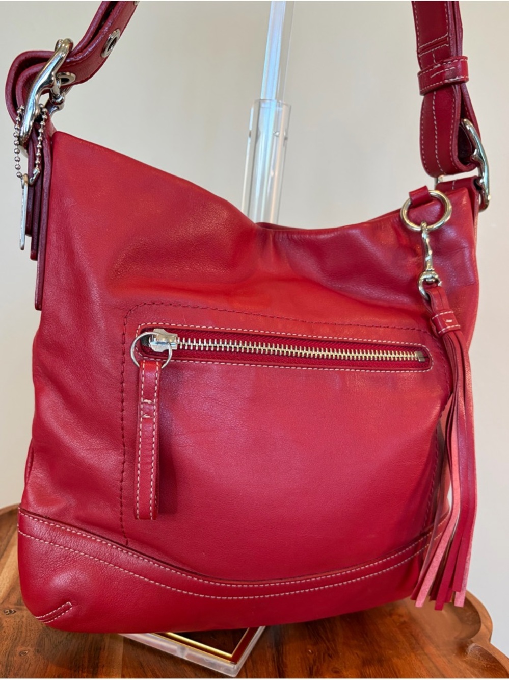 Vintage COACH Legacy Red Leather Shoulder Made in Turkey 1415 EUC - Picture 4 of 17